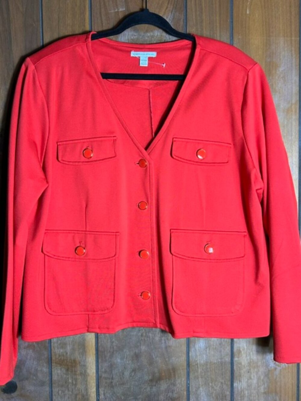 Cato Cardigan/Jacket Womens Sz 18/20 Red Button Front and Pockets V-Neck NWOT